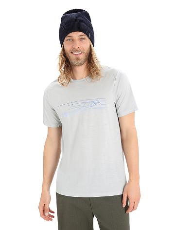 Ether Icebreaker Merino Tech Lite II Short Sleeve Ski Stripes Men's T Shirts | AU 1176PJJQ